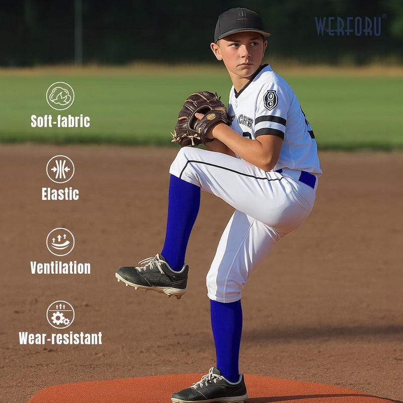 Werforu Baseball Socks and Non-Metal Nickel-Free Belt-Adjustable Belt with Non-allergic Plastic Buckle Softball Socks for kid - Image 5